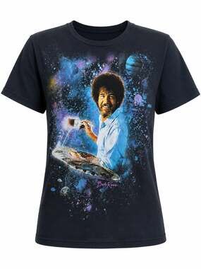 Bob Ross Graphic T Shirt Galaxy Space Artist Painter Cotton Small